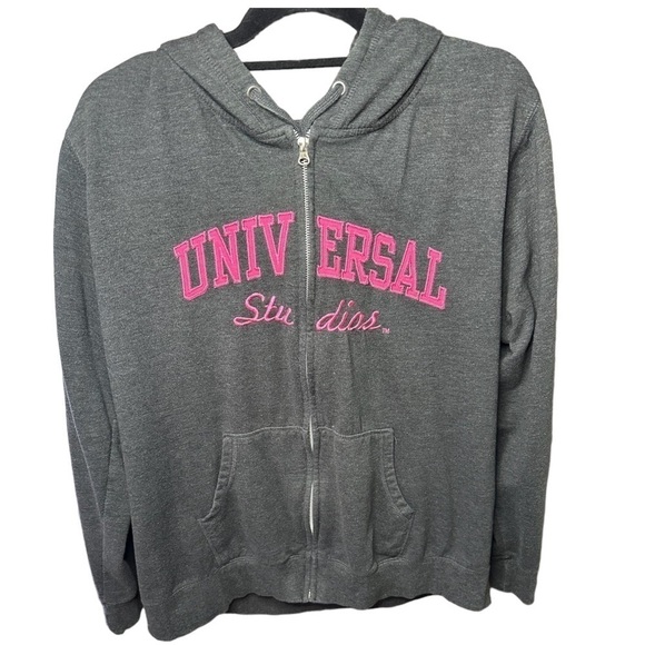 Universal Studios Sweatshirt Jacket Gray and Pink w/Zip Front Women’s 2XL - Picture 1 of 6